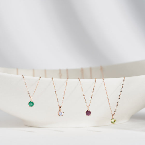 [14K Gold] Grang Natural Birthstone Necklace