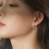[925 Silver] Tweed Hoop Earrings