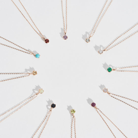 [14K Gold] Grang Natural Birthstone Necklace