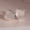 [925 Silver] Shimmer Heart Huggie Hoop Earrings