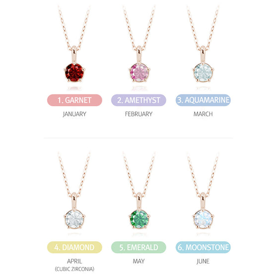 [14K Gold] Grang Natural Birthstone Necklace