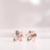 [14K Gold] Alea Flower Blue Diamond Earrings
