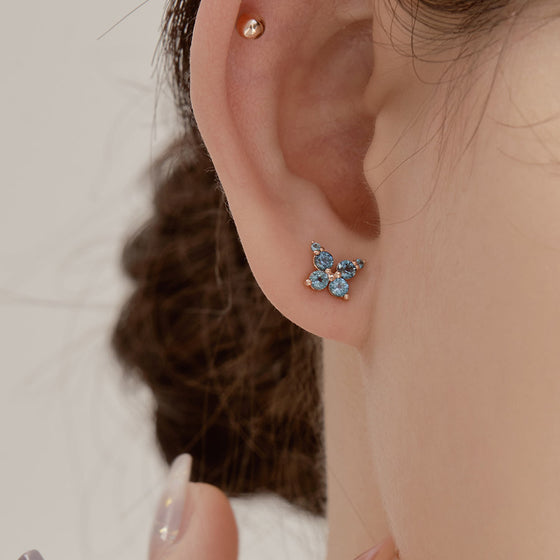 14k post Lily Blue Topaz Single Earring / Piercing