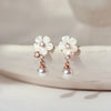 14k Pearl and Mother-of-Pearl Flower Earrings