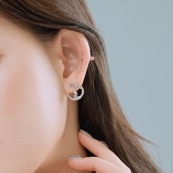 Cat Hug Moon Earrings