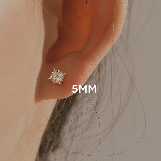 [(G)I-DLE MIYEON][14K Gold] 4-Prong Simple Lucent Stud Earrings