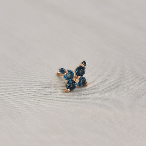 14k post Lily Blue Topaz Single Earring / Piercing