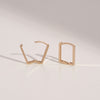 [14K Gold] Square Redian Huggie Hoop Earrings
