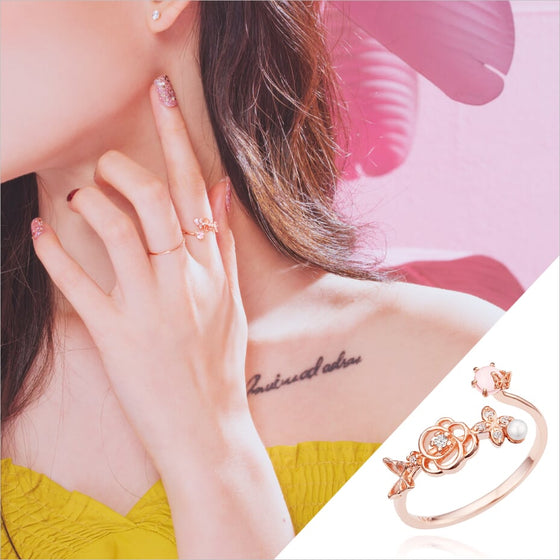 ALLIE 2 Ring (12 birthflower, rose quartz) - Wingbling Global