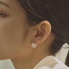 [925 Silver] Shimmer Heart Huggie Hoop Earrings