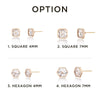 [14K Gold] Simulated Stud Earrings